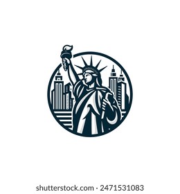 Statue liberty logo vector. EPS 10 editable vector