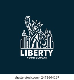 Statue liberty logo vector. EPS 10 editable vector