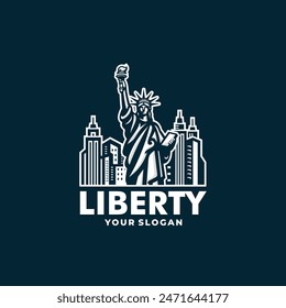 Statue liberty logo vector. EPS 10 editable vector