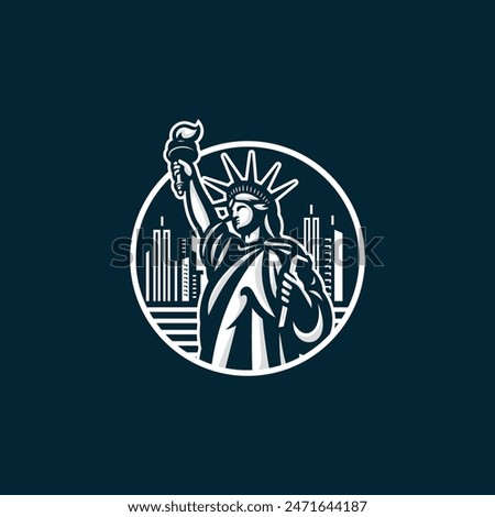 Statue liberty logo vector. EPS 10 editable vector