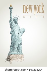 Statue of Liberty made with circles, vector