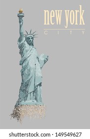 Statue of Liberty made with circles, vector
