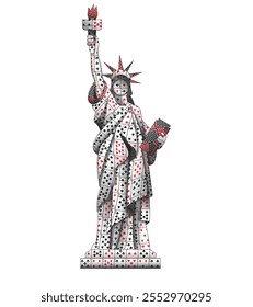 The Statue of Liberty made of multiple playing cards