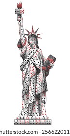 Statue of Liberty made of playing cards