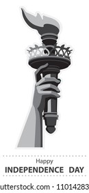 Statue of Liberty. Manual torch USA.New York sculpture.National Symbol of America. Black and white,Illustration, white background. Use presentation, corporate report, flyer, marketing,postcard, vector