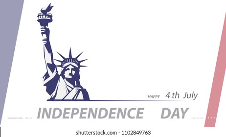 Statue of Liberty. Manual torch USA. New York sculpture. National Symbol of America. Illustration, white background. Use presentation of corporate marketing reporting, flyer, logo, flat banner 