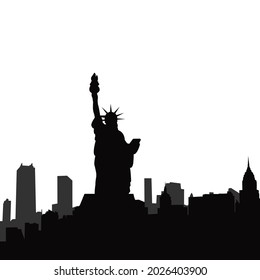 Statue of Liberty National Monument. New York City Skyline Vector.