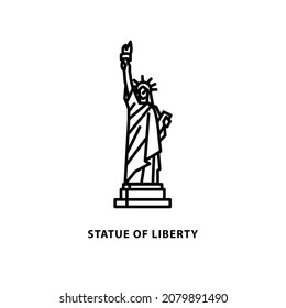 Statue of liberty. National Monument. New York City. USA. Minimal vector illustration, linear style.