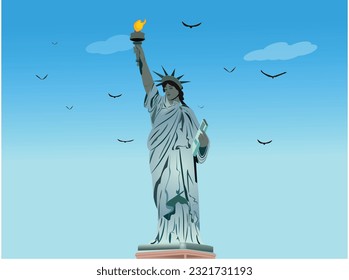 Statue of Liberty in New York, America - Symbol of Freedom Illustration 