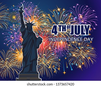 Statue of Liberty. New York and American symbol and USA flag