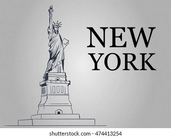 Statue of Liberty. New York. American symbol. Vector illustration.