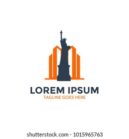 Statue of Liberty, New York City, logo, vector illustration