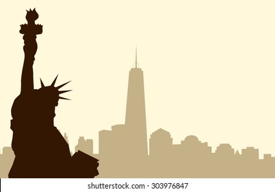 Statue of Liberty & New York City Skyline