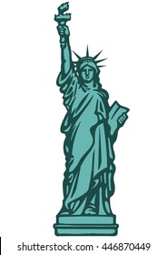 The Statue of Liberty New York city..Hand drawn vector illustration isolated on white background.Can be used as a stencil