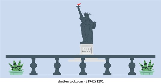 The Statue of Liberty New York cityscape, Architecture and building with tourist concept. Isolated statue of liberty on white background. Vector illustration.