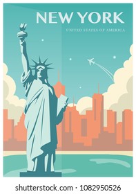 Statue of Liberty. New York landmark and symbol of Freedom and Democracy. Vector illustration