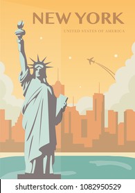 Statue of Liberty. New York landmark and symbol of Freedom and Democracy. Vector illustration