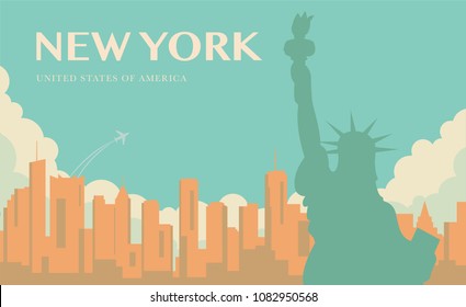 Statue of Liberty. New York landmark and symbol of Freedom and Democracy. Vector illustration
