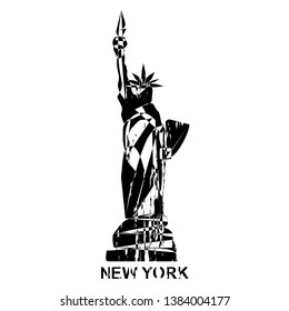 Statue of Liberty. New York landmark. American symbol. Art logo. Modern  design. Fashion print for clothes, cards, picture banner for websites. Vector illustration