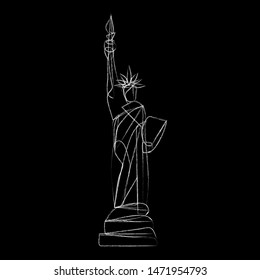 Statue of Liberty New York landmark logo silhouette sign icon American symbol Hand drawn Fashion print for clothes apparel greeting invitation card picture banner poster flyer for websites Vector