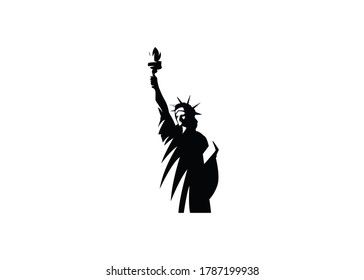 Statue of Liberty. New York landmark. American symbol. with white background Vector silhouette