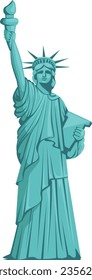 Estatua de la Libertad. Icono de historieta de monumento en Nueva York