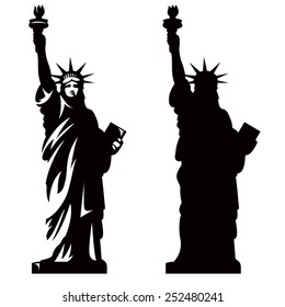 Estatua de la Libertad. Punto de referencia de Nueva York. Símbolo americano. Silueta vectorial