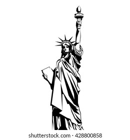 Engraving Style Illustration Statue Liberty United Stock Vector ...