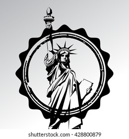 Statue of Liberty. New York landmark. American symbol. Vector silhouette