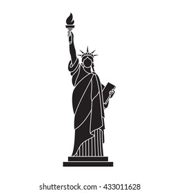 Statue of Liberty, New York landmark, black illustration