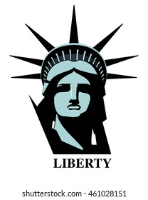 Statue of Liberty. New York landmark. USA, Bronze Portrait Statue of Liberty. logo on a white background. American symbol. vector illustration EPS 10
