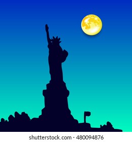 Statue of Liberty. New York landmark. American symbol. Vector silhouette