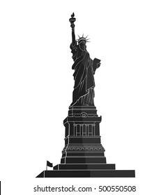 Statue of Liberty. New York landmark. American symbol. flat silhouette