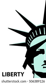 Statue of Liberty. New York landmark. US copper sculpture. Turquoise illustration on a white background. The national symbol of America. Geometric illustration. Logo, EPS 10
