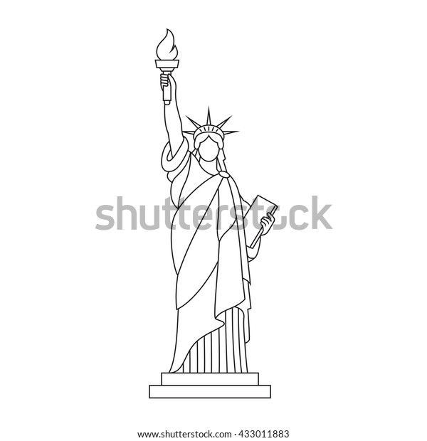 ニューヨークのランドマーク アウトラインイラスト 自由の女神 のベクター画像素材 ロイヤリティフリー