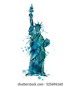 Statue of Liberty in New York made of colorful splashes