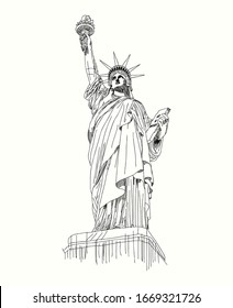 Statue Liberty  New York  Sketch illustration