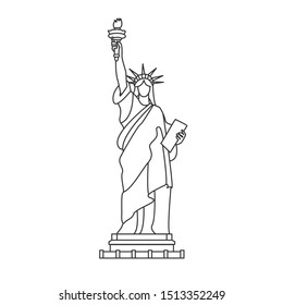Statue Liberty  New York  Symbol America  Outline illustration  isolated white  Stylised icon  Vector