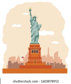 Statue of Liberty, New York, United States. Isolated vector illustration. Travel landmark.