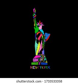 Statue of Liberty New York USA America logo icon sign symbol Hand drawn Modern color geometric abstract design Fashion print clothes apparel greeting invitation card picture banner poster flyer cover