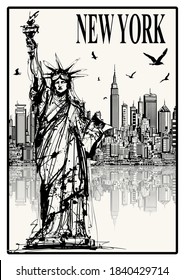 Statue of Liberty, New York, USA - vector illustration