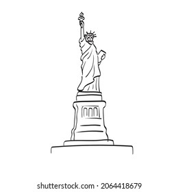 Statue of Liberty New York USA illustration vector isolated on white background line art.