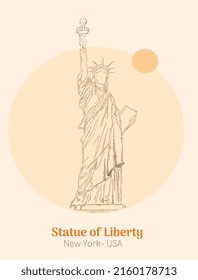 Statue of Liberty, new york- usa hand drawing vector illustration 