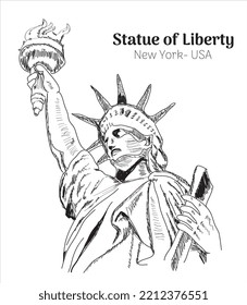 Statue of Liberty, new york- usa hand drawing vector illustration 