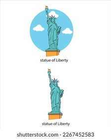 Statue Liberty  new york   usa hand drawing vector illustration 