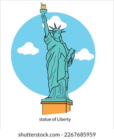 Statue Liberty  new york   usa hand drawing vector illustration 