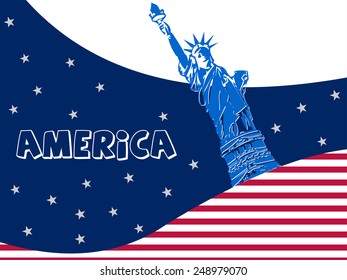 Statue of Liberty, New York, USA world famous landmark - vector eps10