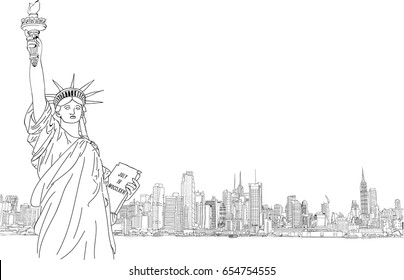 The statue of liberty, New York, USA - Skyline