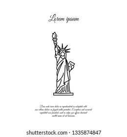 Statue of Liberty in New York vector line icon, sign, symbol