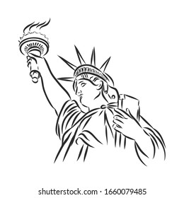 Statue of Liberty in New York, vector sketch illustration 